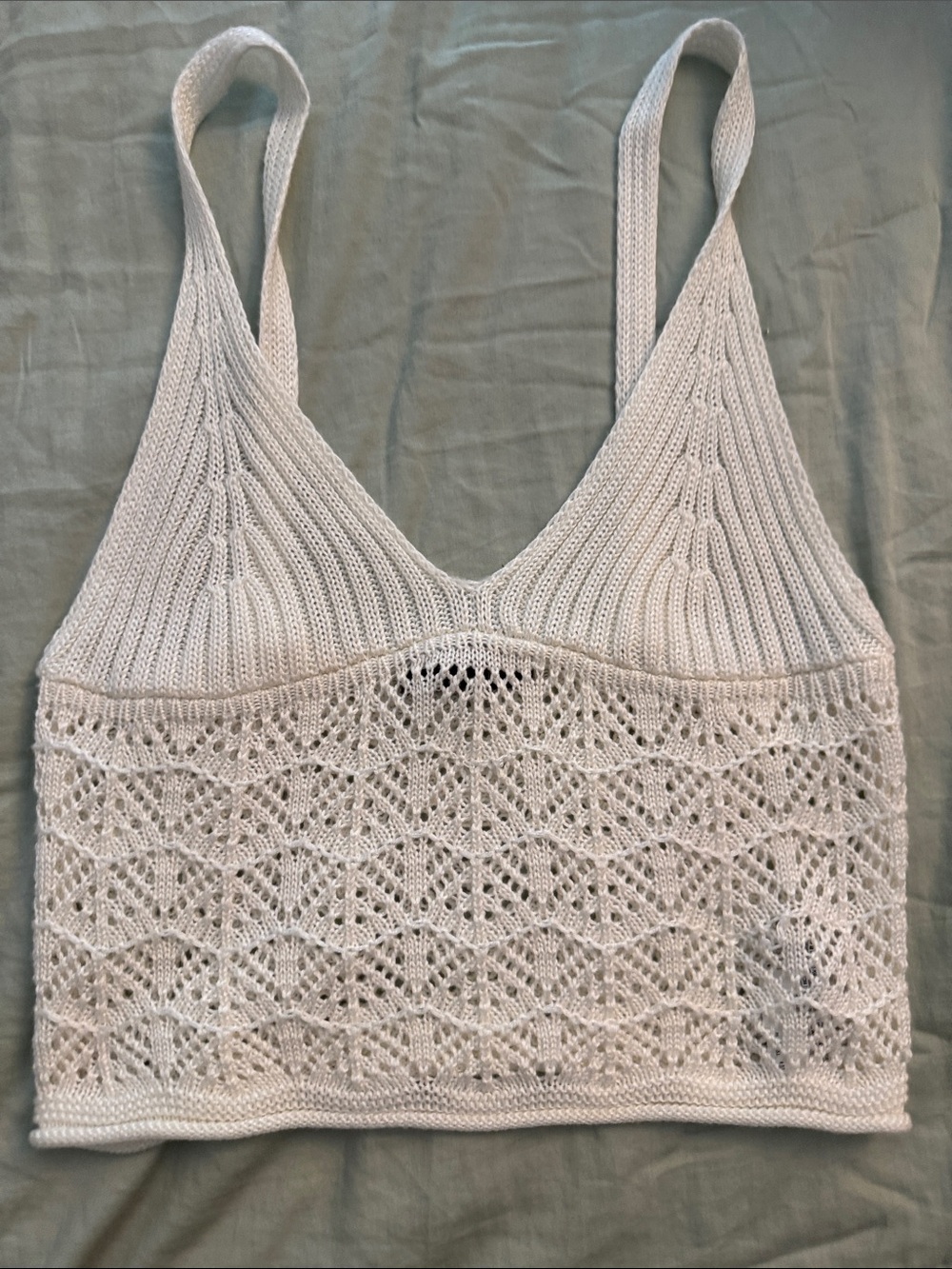 Forever 21 White Crochet Knit V-Neck Camisole